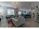 Inviting living room open to kitchen with modern furniture and ample natural light at 3173 Armstrong Spring Dr, Kissimmee, FL 34744