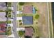An aerial view of a neighborhood showcasing the homes, streets, and landscaping in a residential community at 4910 Culdesac Ct St, St Cloud, FL 34772