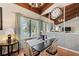 Cozy dining room featuring a modern light fixture and large window with wooded backyard views at 5316 Burning Tree Dr # A09-2, Orlando, FL 32811