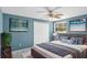 Bedroom featuring light blue walls, a ceiling fan, and a large walk-in closet at 5524 Loma Vista, Davenport, FL 33896
