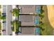 Aerial view showcasing backyards with screened-in pools, offering a private outdoor oasis at 581 Pebble Beach Dr, Davenport, FL 33896