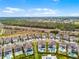 A high-angle aerial view of the community, showcasing the well-maintained lawns and landscaping at 7665 Fairfax Dr, Kissimmee, FL 34747