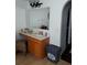 Bathroom with vanity, mirror and laundry area at 907 Gloucester Ct, Kissimmee, FL 34758