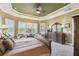 Spacious bedroom featuring plantation shutters, decorative ceiling and lots of natural light at 3704 Via Monte Napoleone Dr, Poinciana, FL 34759