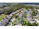 An aerial view of a neighborhood featuring single-Gathering homes with screened-in pools and lush landscaping at 1821 N Hampton Dr, Davenport, FL 33897