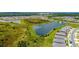 Aerial view of homes next to a pond surrounded by green brush at 2705 Grandbury Grove Rd, Lakeland, FL 33811