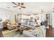 Open living room boasts hardwood floors, comfortable seating, and seamless flow to the kitchen and dining area at 2748 Greenlands St, St Cloud, FL 34772