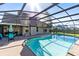 Backyard pool with a screened enclosure and outdoor seating areas at 3820 Forest Cir, St Cloud, FL 34772