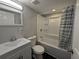 Updated bathroom with modern vanity, fixtures, toilet, and shower with tub and shower curtain at 5161 Howison Rd, Kissimmee, FL 34746