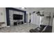 Stylish living room featuring a stone accent wall, modern furniture, and tile flooring at 5340 Jubiloso Dr, St Cloud, FL 34771