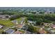 Aerial view showing a quiet neighborhood surrounded by lush landscapes with beautiful houses, yards, and trees at 572 Nogales Ct, Kissimmee, FL 34758