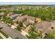 This aerial view showcases a neighborhood with mature landscaping, sidewalks, and lake view at 6137 Waterside Island Ln, Winter Garden, FL 34787