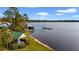 Lakeside scene with a cozy gazebo and boat docks, offering serene views and recreational opportunities at 6186 Oak Shore Dr, St Cloud, FL 34771