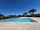 Community pool features a cool blue pool and palm trees under a vibrant blue sky on a sunny day at 939 Anna Pl, Davenport, FL 33837