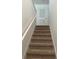 Carpeted staircase leading to the second story with a white handrail, and a linen closet at 11713 Tidal Alley Trl, Orlando, FL 32832