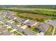 Aerial view of a residential neighborhood with well-manicured lawns and a pond and golf course at 109 Pineywoods St, St Cloud, FL 34772