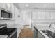 Modern kitchen featuring stainless steel appliances, white cabinets and quartz countertops at 1743 Carnelian St, Deland, FL 32720