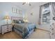 Comfortable bedroom featuring a queen-size bed, soft lighting, and calming blue accents at 107 Troon Cir, Davenport, FL 33897