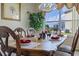 Dining room with decorative wood table set for six and outdoor view at 107 Troon Cir, Davenport, FL 33897