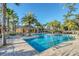 Resort-style community pool surrounded by palm trees, tables, and chairs for relaxation at 1338 Riley Cir, Deland, FL 32724