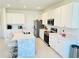 Modern kitchen with white cabinets, stainless steel appliances, and a breakfast bar at 1868 Sanibel Dr, Davenport, FL 33896