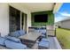 Inviting outdoor kitchen and patio area with grill, wet bar, and comfortable seating at 18863 Rawson St, Orlando, FL 32827