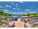 Breathtaking lake view with a private wooden dock, perfect for relaxing and enjoying the natural surroundings at 219 Breezy Oaks Ct, Davenport, FL 33896