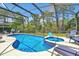 Sparkling in-ground pool and spa, perfect for relaxation and recreation with screened enclosure at 2747 Lido Key Dr, Kissimmee, FL 34747
