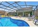 Spacious screened pool with outdoor seating and covered patio with ceiling fans and mounted outdoor television at 2747 Lido Key Dr, Kissimmee, FL 34747