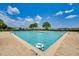 Enjoy this beautiful outdoor pool with palm trees and a clear blue sky at 314 Annabelle Way, Davenport, FL 33837