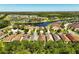 Aerial view of houses near a lake and a community area with trees and lush lawns in the background at 1825 Pelican Hill Way, Kissimmee, FL 34759