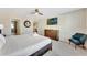 Cozy bedroom with mounted TV, ceiling fan and view to other rooms at 2408 Dubai St, Kissimmee, FL 34747