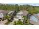Aerial view of the home with a lush landscaped yard and a screened-in pool area at 8724 Peachtree Park Ct, Windermere, FL 34786