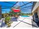 Enclosed pool area features an outdoor dining set and grill, perfect for entertaining at 1941 Mathis Rd, St Cloud, FL 34771