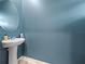 This powder room features a modern pedestal sink, oval mirror and sleek fixtures at 208 Feltrim Reserve Blvd, Davenport, FL 33837