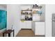 Efficient kitchenette equipped with white cabinets, shelving, and essential appliances at 2506 Bali Cir, Kissimmee, FL 34741