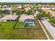 Aerial view of backyard featuring a screened in pool and well-maintained yard at 4125 Navigator Way, Kissimmee, FL 34746