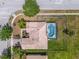 Aerial view of backyard featuring a screened in pool and well-maintained yard at 4125 Navigator Way, Kissimmee, FL 34746