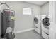 The updated utility room includes the hot water tank and modern washer and dryer at 514 S Cottage Hill Rd, Orlando, FL 32805