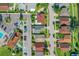 Aerial view of a neighborhood showcasing the real estate's placement on a tree-lined street at 832 Whalebone Bay Dr, Kissimmee, FL 34741