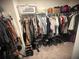 Walk-in closet featuring hanging clothes, shoes, shelves, and carpet flooring at 4871 Coral Castle Dr, Kissimmee, FL 34746