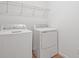This laundry room features a washer, dryer, and wire shelving at 1654 Sugarbelle Cir, Mascotte, FL 34753