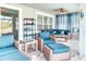 Comfortable lanai with cushioned chairs, ceiling fans, and views of the backyard at 363 Bella Cortina Dr, Kissimmee, FL 34759