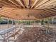Interior view of a large outdoor gazebo with picnic tables and brick flooring at 8352 Lookout Pointe Dr, Windermere, FL 34786
