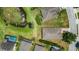 Bird's eye view showcases lush landscaping, sparkling pool, and tranquil pond creating an oasis at 265 Del Sol Ave, Davenport, FL 33837