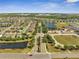 Aerial view of a Primary-planned community, showcasing tree-lined streets, serene lakes, and green spaces at 2348 Pearl Cider St, Orlando, FL 32824