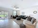 Living room with access to the backyard, comfortable seating, and stylish decor at 4190 Bull St, St Cloud, FL 34772