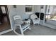 Relaxing screened-in porch featuring comfortable white chairs and outdoor decor at 15106 Sw 38Th Cir, Ocala, FL 34473