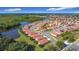 Beautiful aerial view of a residential community with a lake and lush green landscaping at 3105 Sangria St, Kissimmee, FL 34744