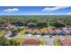Aerial view of the community features lush landscaping, a community pool, and several single Gathering homes at 3105 Sangria St, Kissimmee, FL 34744